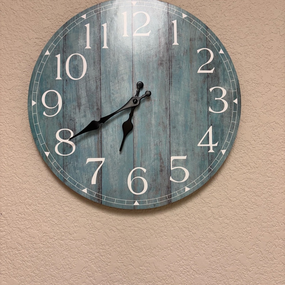 Rustic Blue Wall Clock, coffee/espresso bar decor